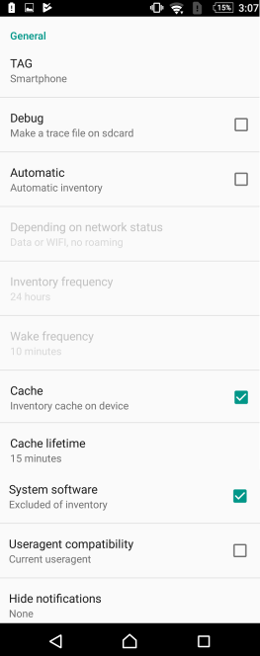 General configuration of android agent