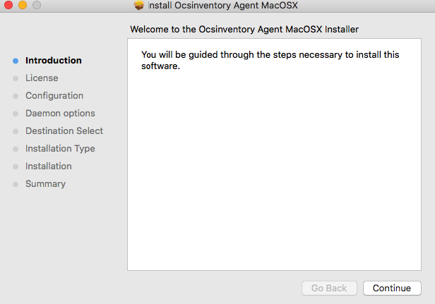 Ocs agent installation on Mac OSX