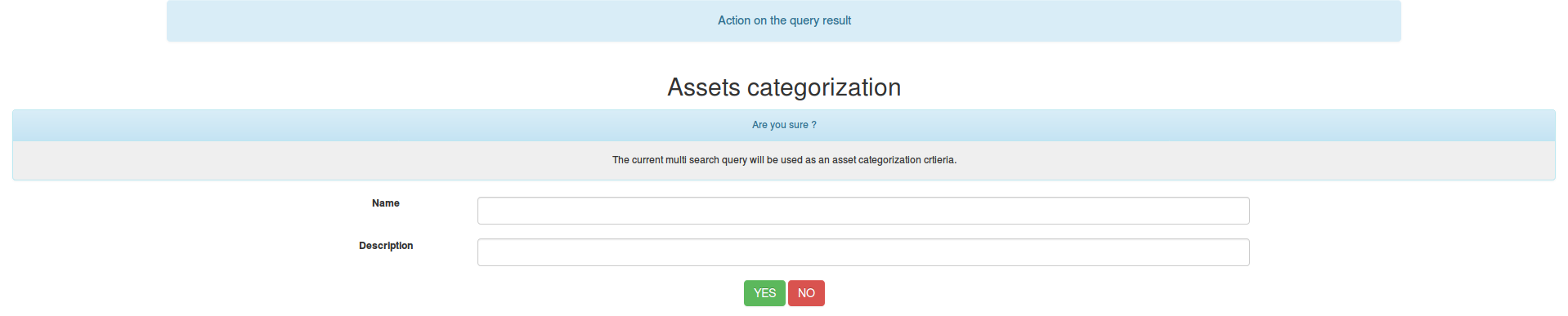 Assets categories form