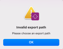Mac OSX packager export path warn