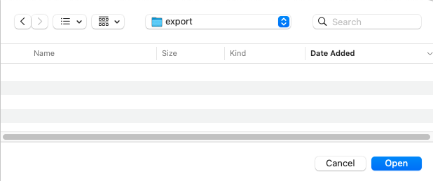 Mac OSX packager export choose export
