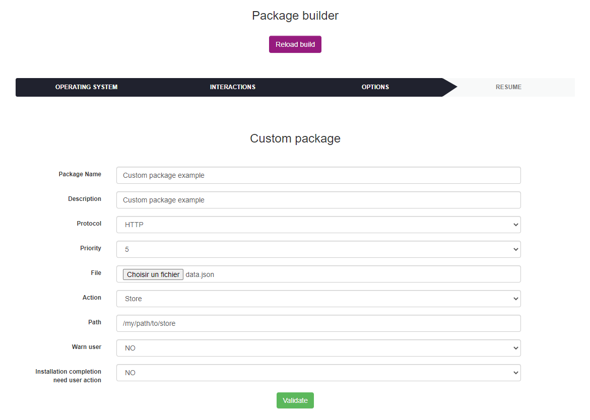 Custom package example
