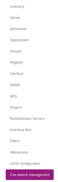 cve-search left navigation pane