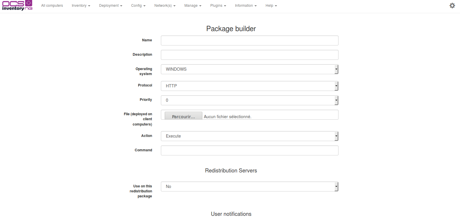 Package builder page empty