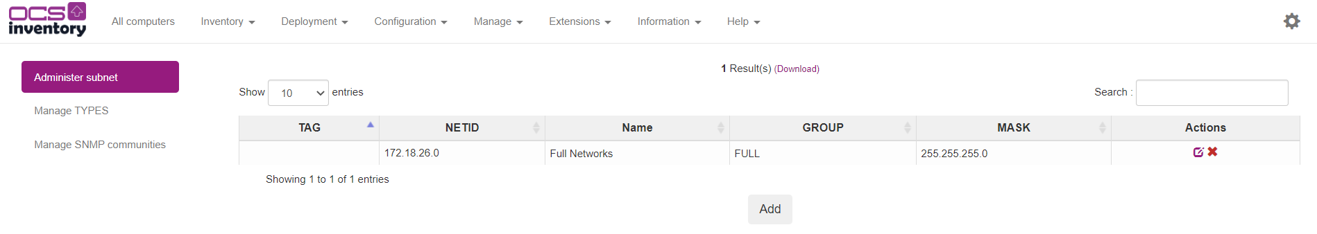 Administer subnet