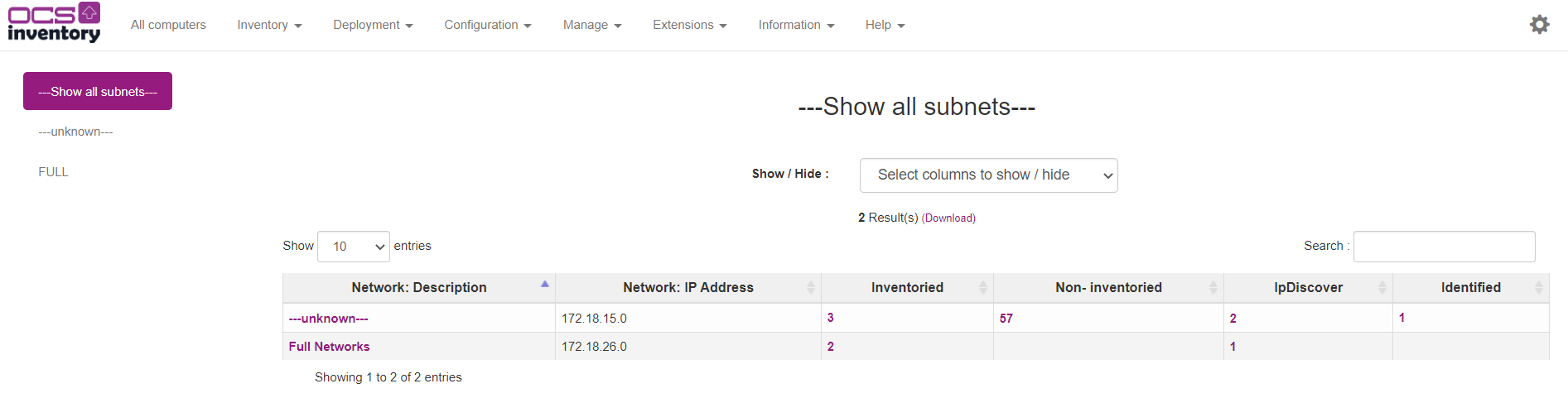 Administer subnet