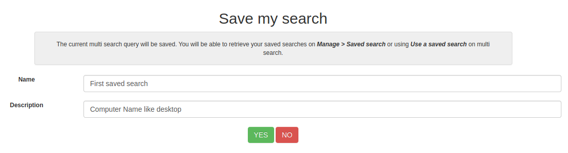 Create saved search