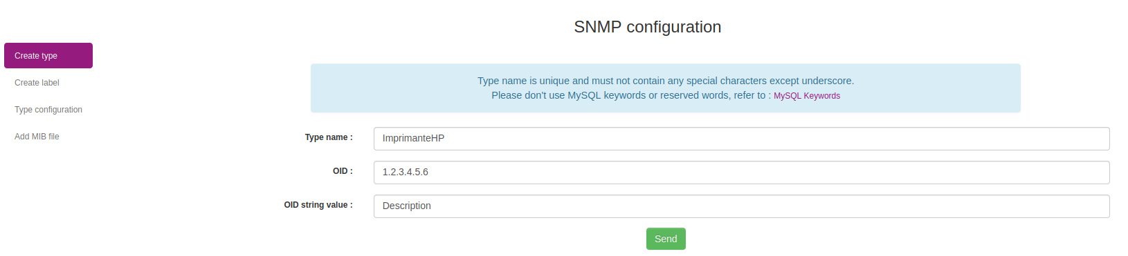 SNMP feature type